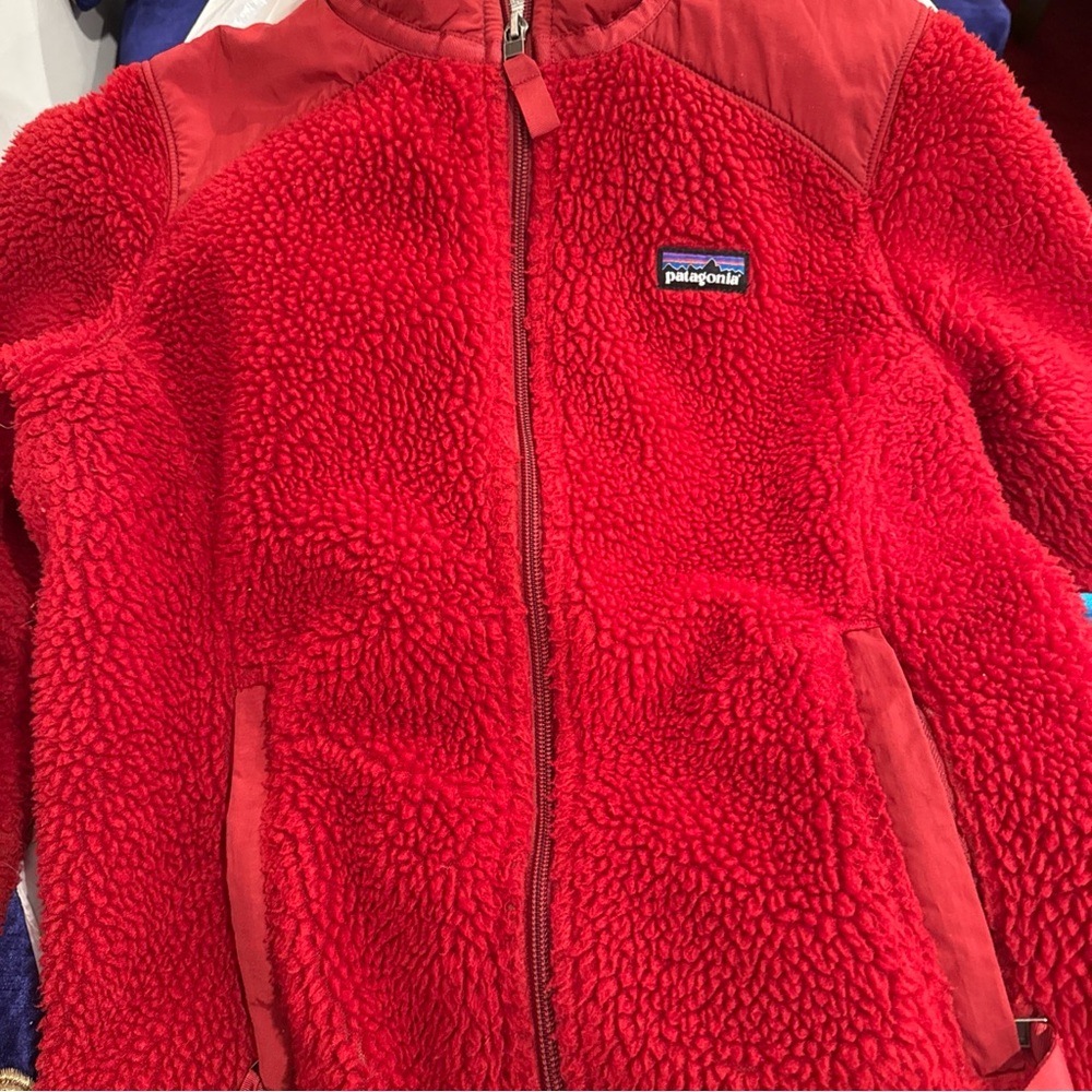 Vintage Rare Red Patagonia Retro Deep Pile Fleece Jacket In WOMENS Small